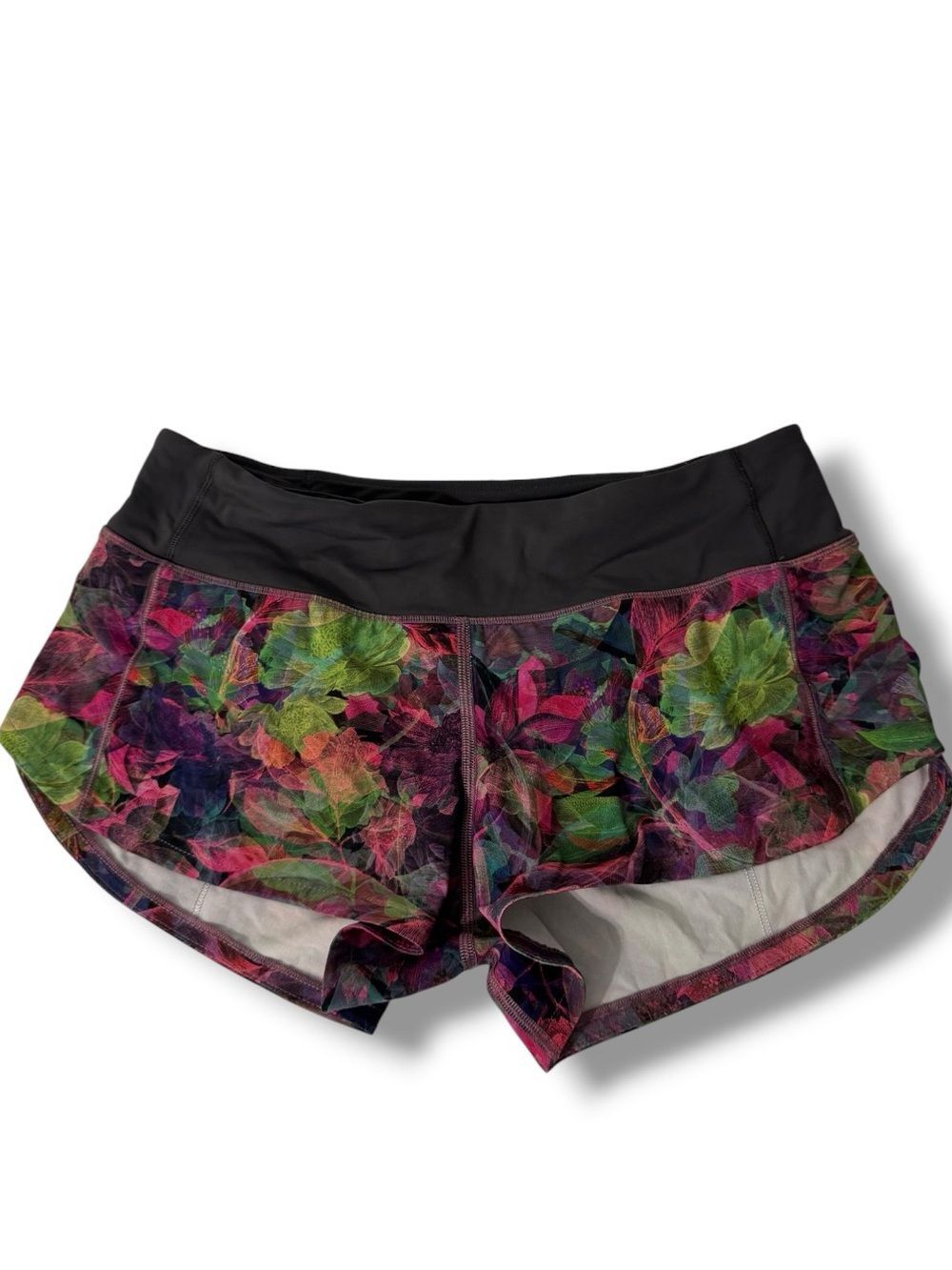 Lululemon Speed Up Mid Rise Lined Shorts 4 Vivid Floral Graphite Grey Multi